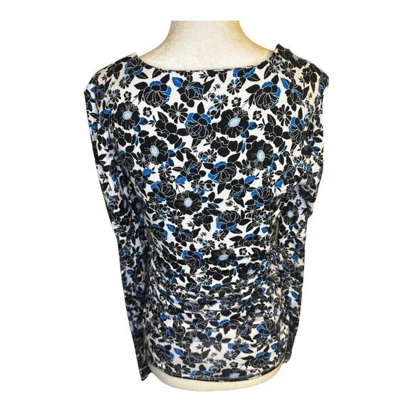 NEW Halogen Floral Ruched Square Neck Top in Midnight Bloom Size Small NWOT - Picture 4 of 9